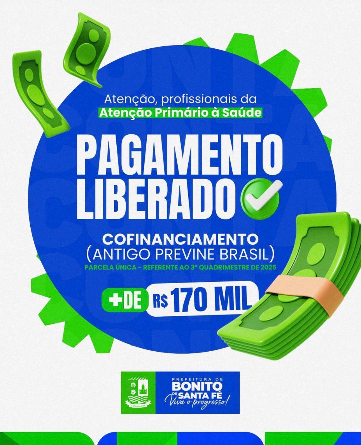 Bonito de Santa Fé libera mais de R$ 170 mil do antigo Previne Brasil para profissionais da Atenção Primária