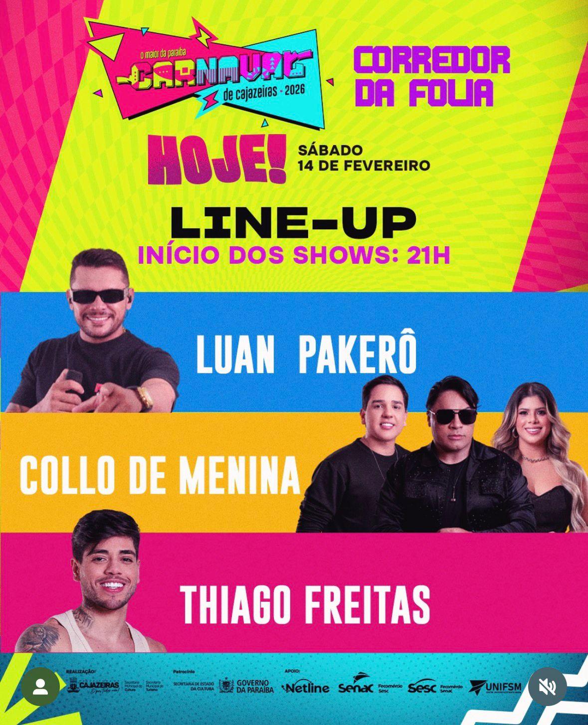 Carnaval de Cajazeiras 2026 movimenta quatro polos neste sábado com shows e bloco tradicional