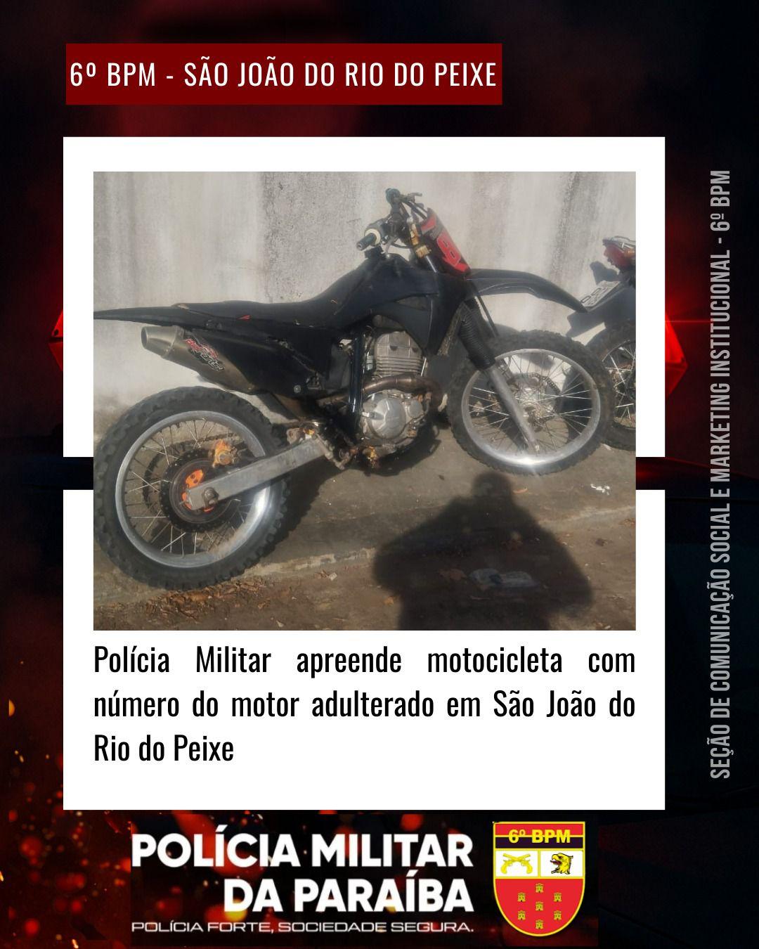Polícia Militar apreende motocicleta com motor adulterado em São João do Rio do Peixe