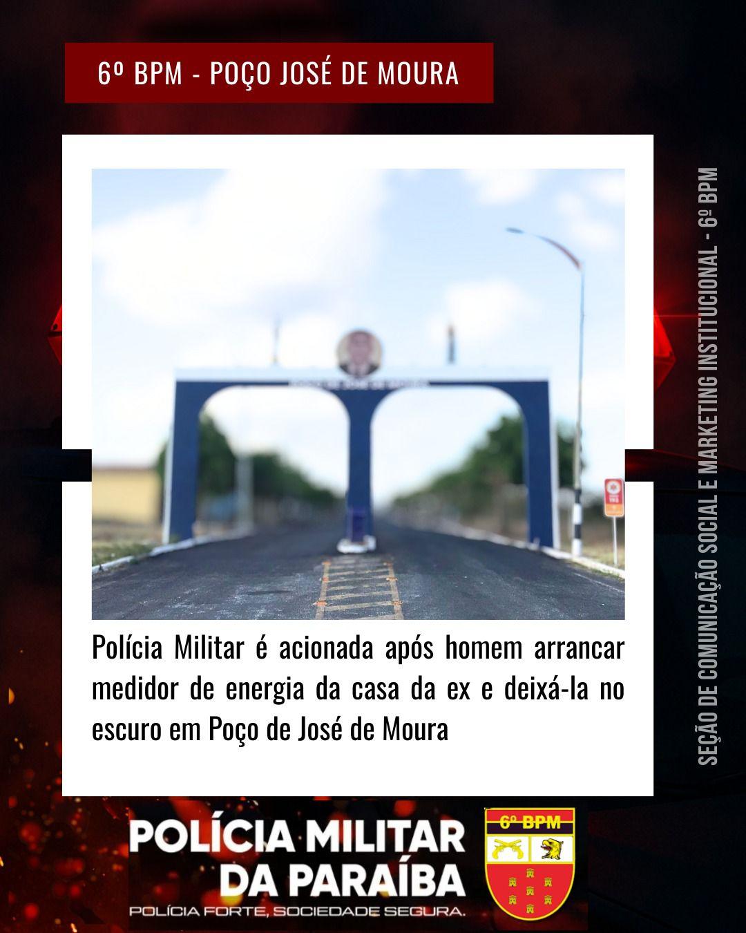 Polícia Militar é acionada após homem arrancar medidor de energia da casa da ex e deixá-la no escuro em Poço de José de Moura