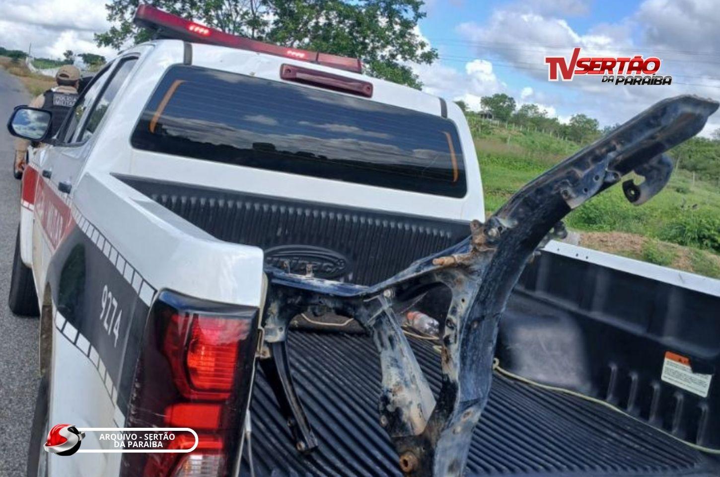 POLÍCIA MILITAR LOCALIZA CHASSI DE MOTOCICLETA ROUBADA NA ZONA RURAL DE SÃO JOSÉ DE PIRANHAS