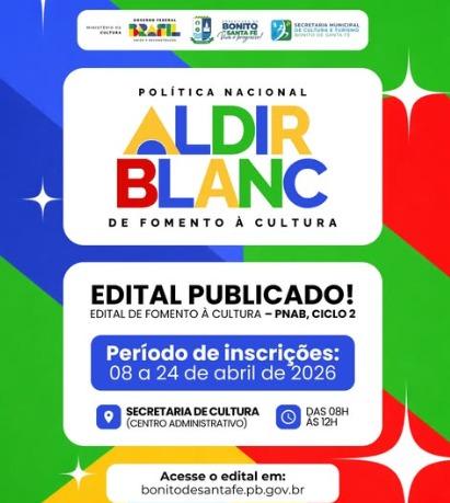 Prefeitura de Bonito de Santa Fé lança edital da Lei Aldir Blanc e abre inscrições para agentes culturais