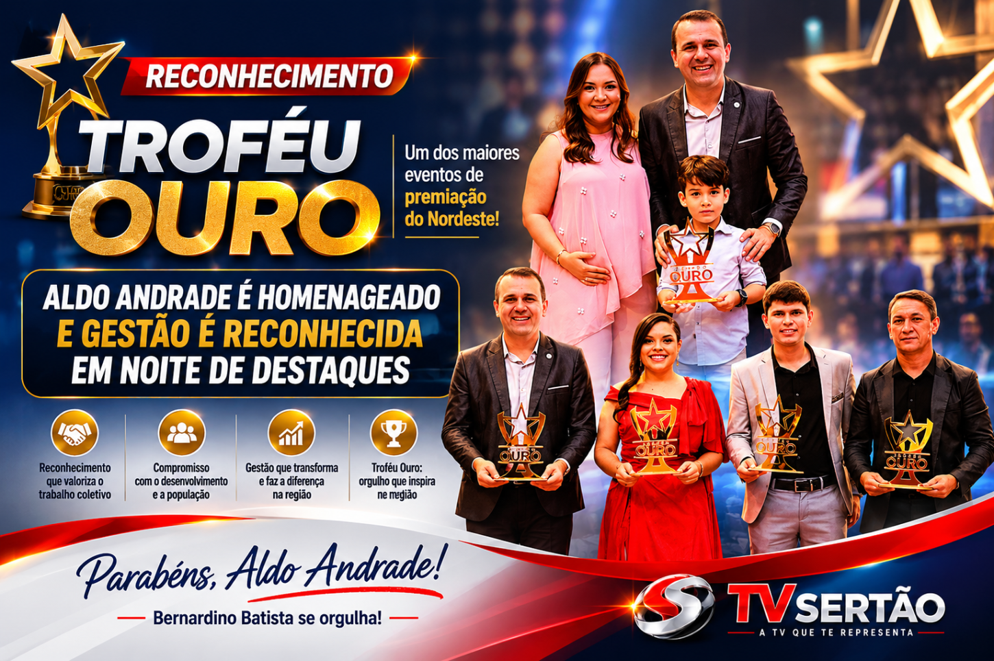 Aldo Andrade recebe Troféu Ouro e tem liderança reconhecida em grande evento de premiaçã