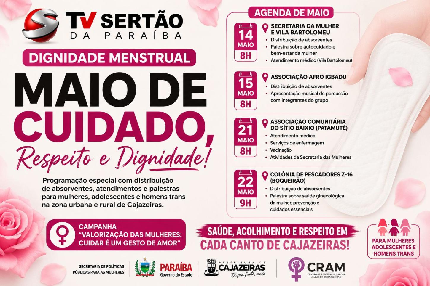 Cajazeiras promove programação especial sobre dignidade menstrual