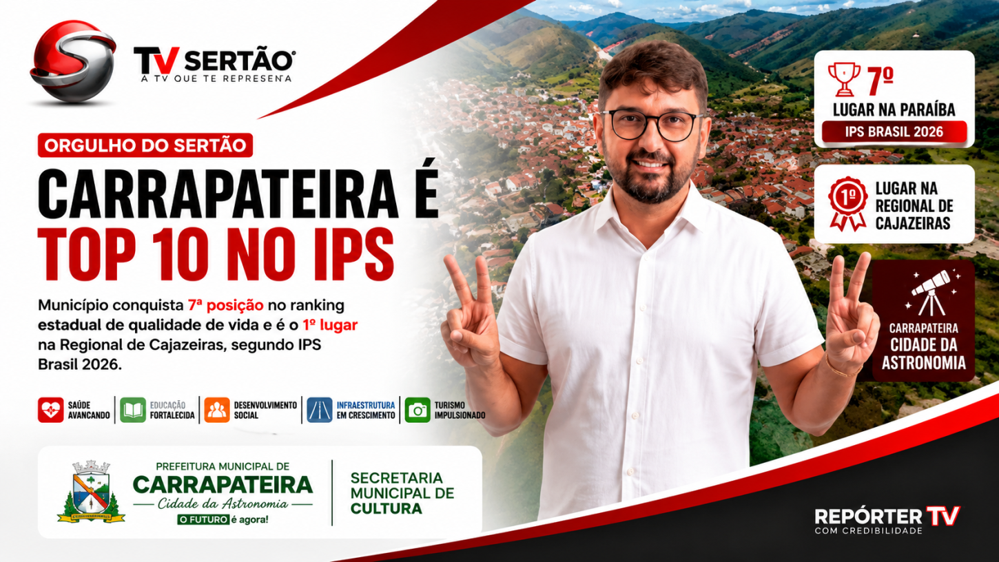 Carrapateira entra no Top 10 da Paraíba em qualidade de vida e lidera ranking regional