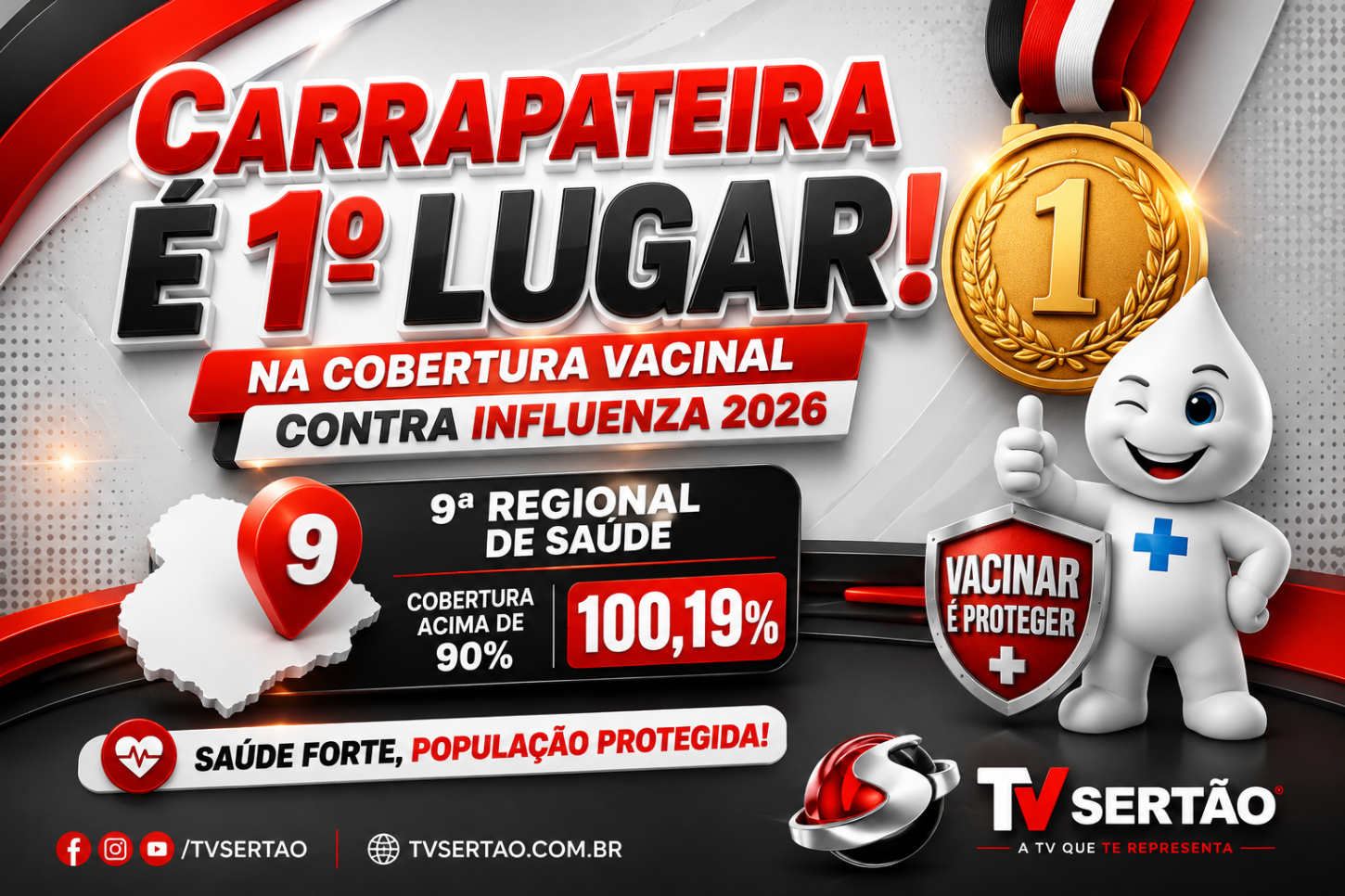 Carrapateira lidera ranking regional e supera meta na vacinação contra Influenza
