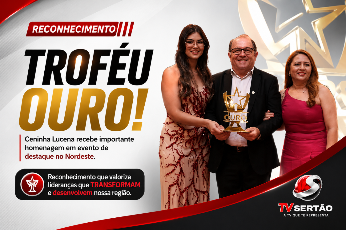 Ceninha Lucena recebe Troféu Ouro e divide reconhecimento com a população de Bonito de Santa Fé