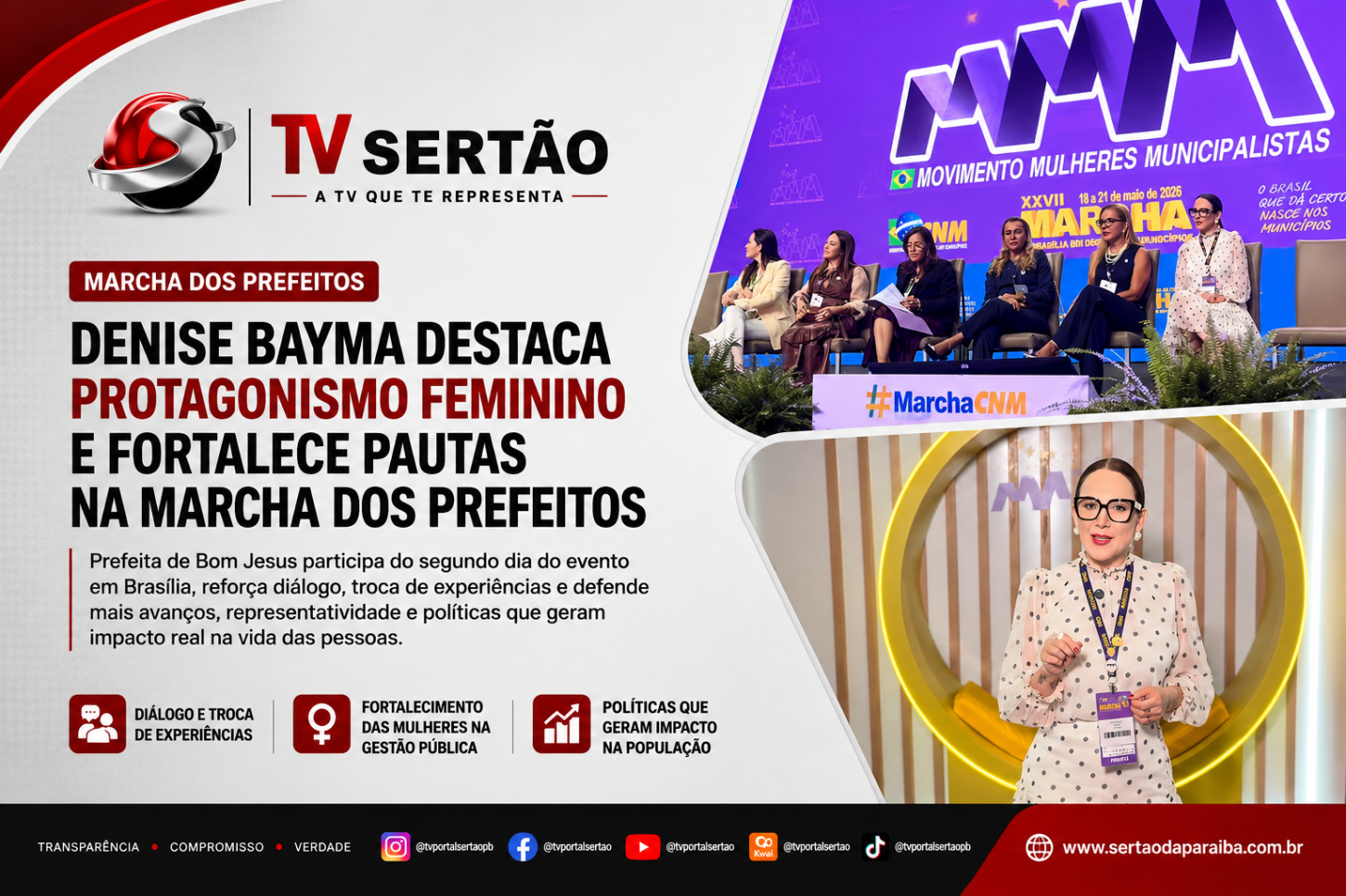 Denise Bayma fortalece protagonismo feminino durante Marcha dos Prefeitos em Brasília