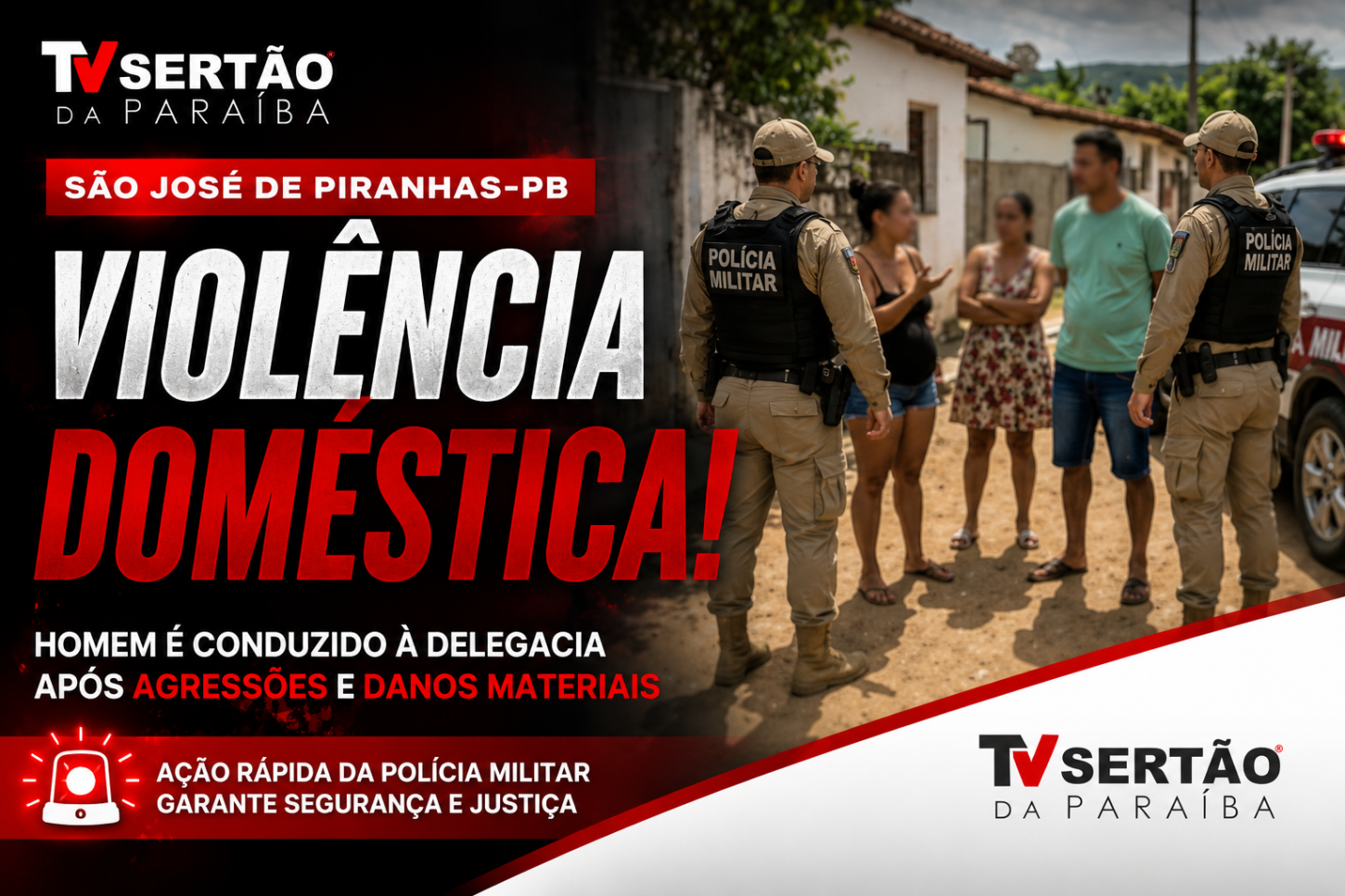 Homem é levado à delegacia após denúncia de violência doméstica em São José de Piranhas