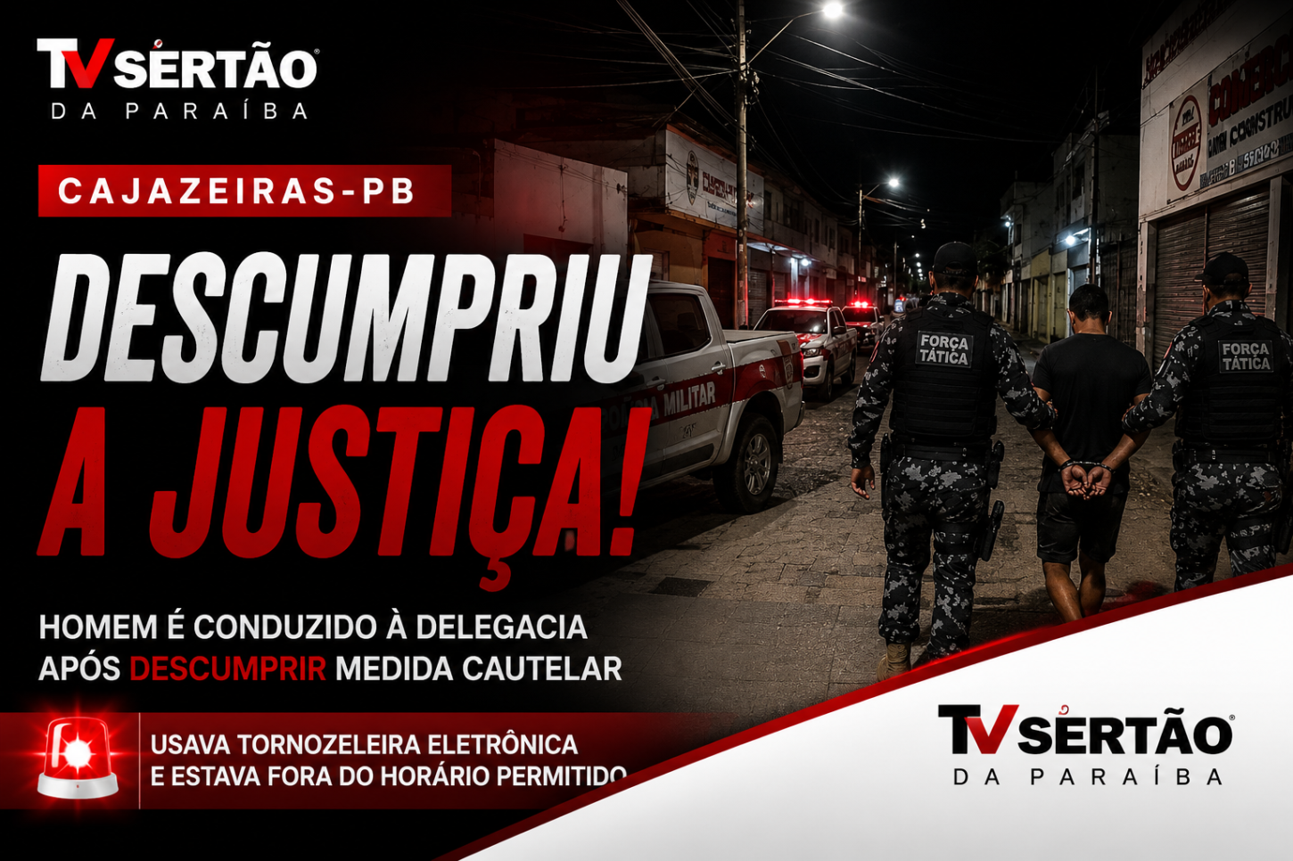 Homem é levado à delegacia após descumprir medida cautelar no Centro de Cajazeiras