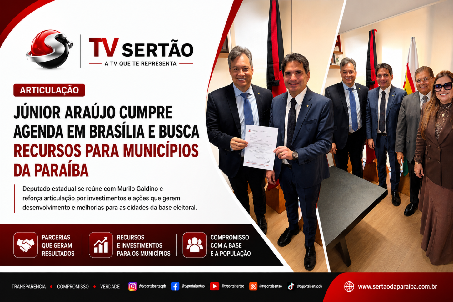Júnior Araújo intensifica agenda em Brasília e busca recursos para municípios da Paraíba