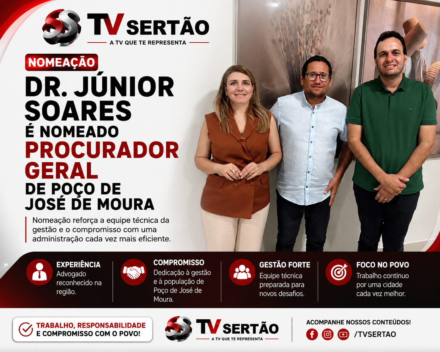 Laís Rachell nomeia Dr. Júnior Soares como novo Procurador Geral de Poço de José de Moura