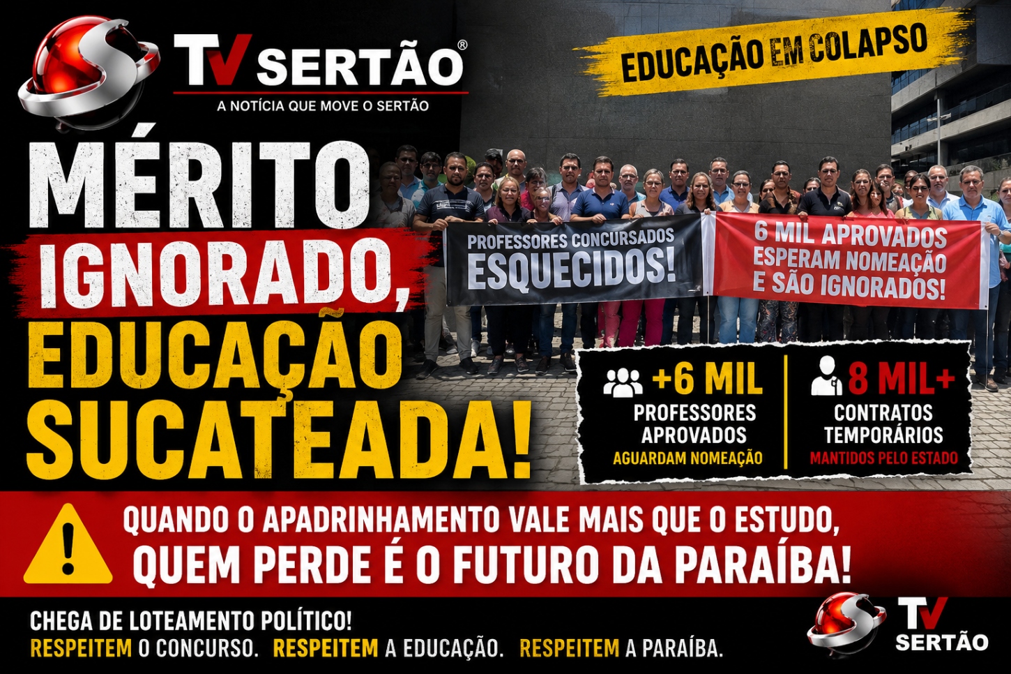  O abandono do mérito: concursados esquecidos e contratos políticos aprofundam crise na Educação da Paraíba