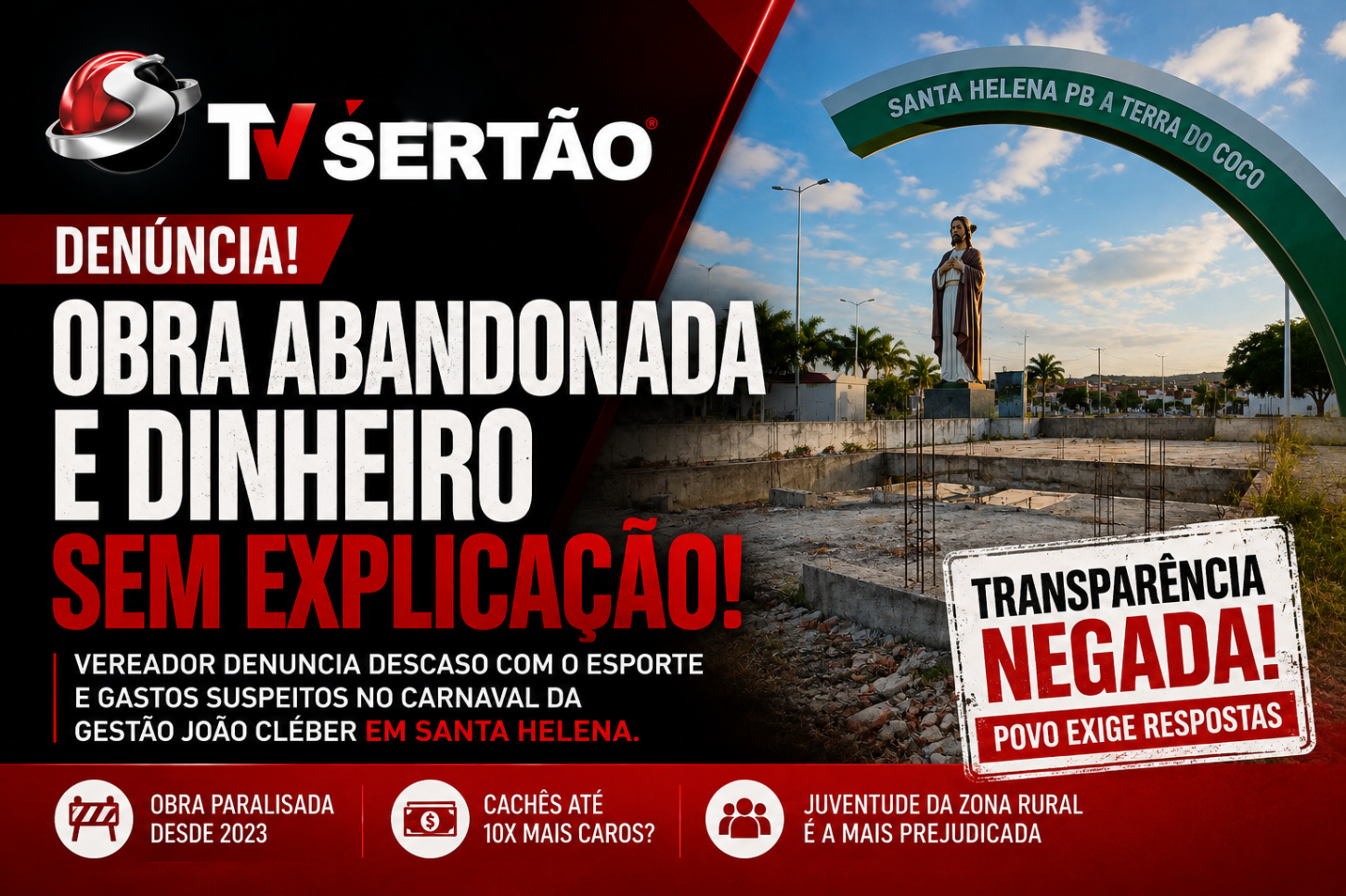 Obras viram escombros e Carnaval milionário entra na mira após denúncias explosivas em Santa Helena