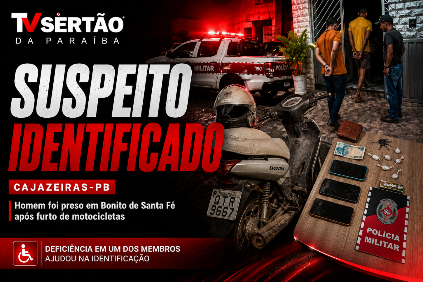 Homem investigado por crimes em Cajazeiras foi localizado em Bonito de Santa Fé; drogas também foram apreendidas durante a ação