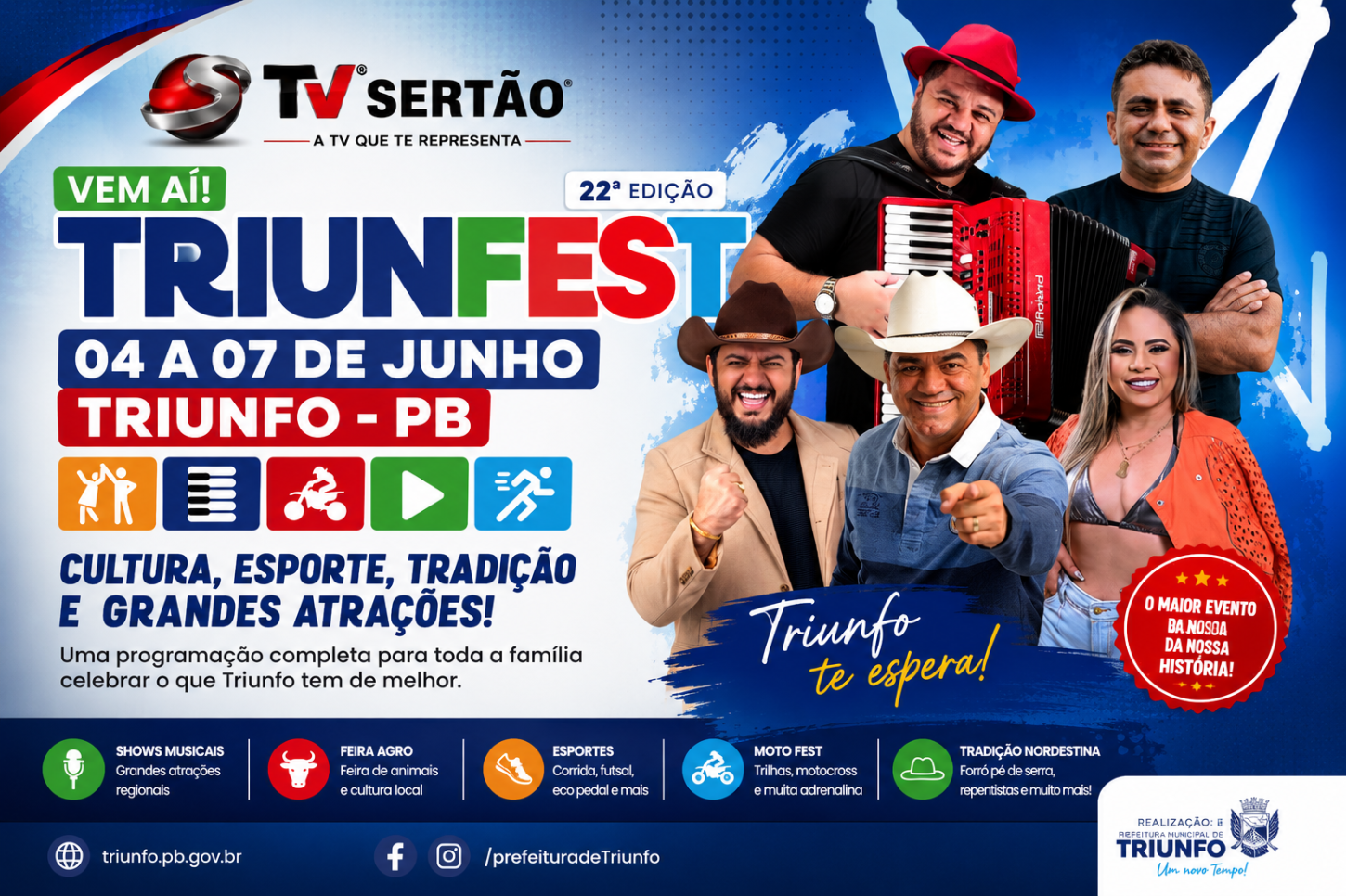 TriunFest 2026 promete movimentar Triunfo com cultura, esporte, tradição e grandes atrações