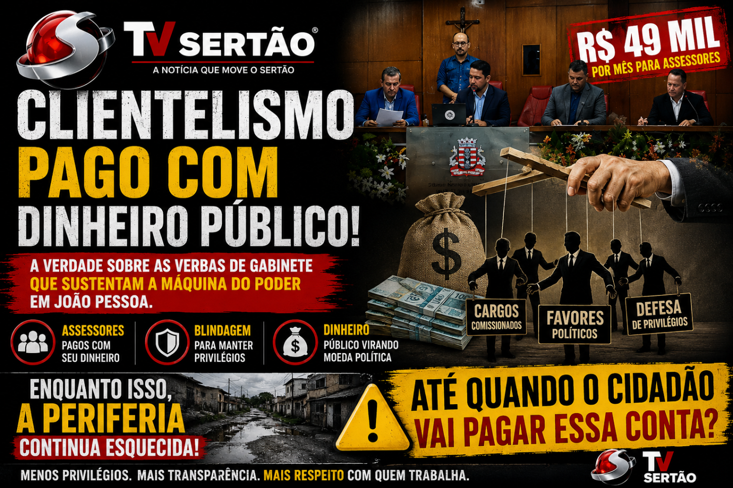 Verbas de gabinete sob fogo em João Pessoa: Críticas ao clientelismo e uso político de recursos