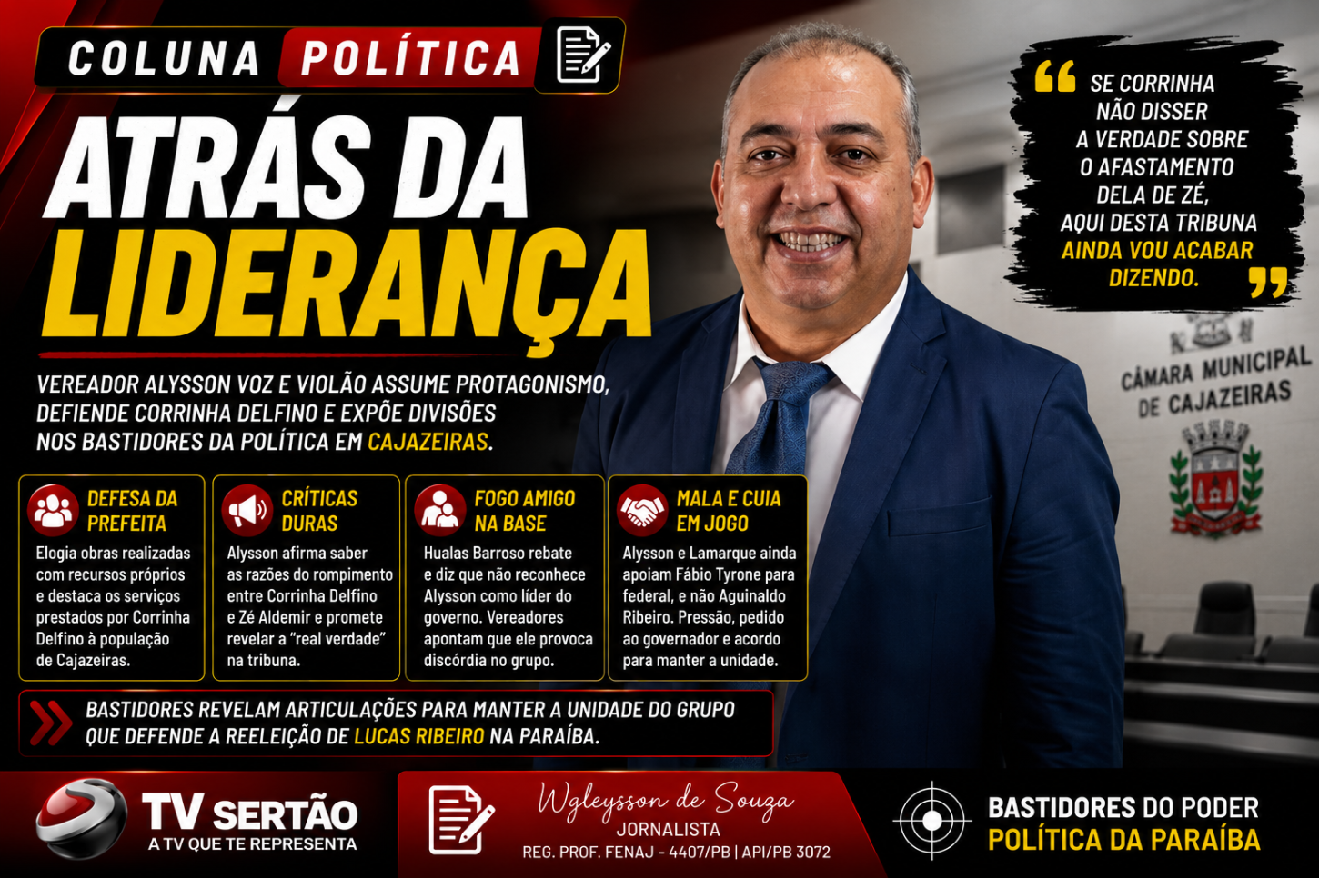 Alysson amplia protagonismo na base de Corrinha e expõe fissuras que ainda desafiam a unidade governista