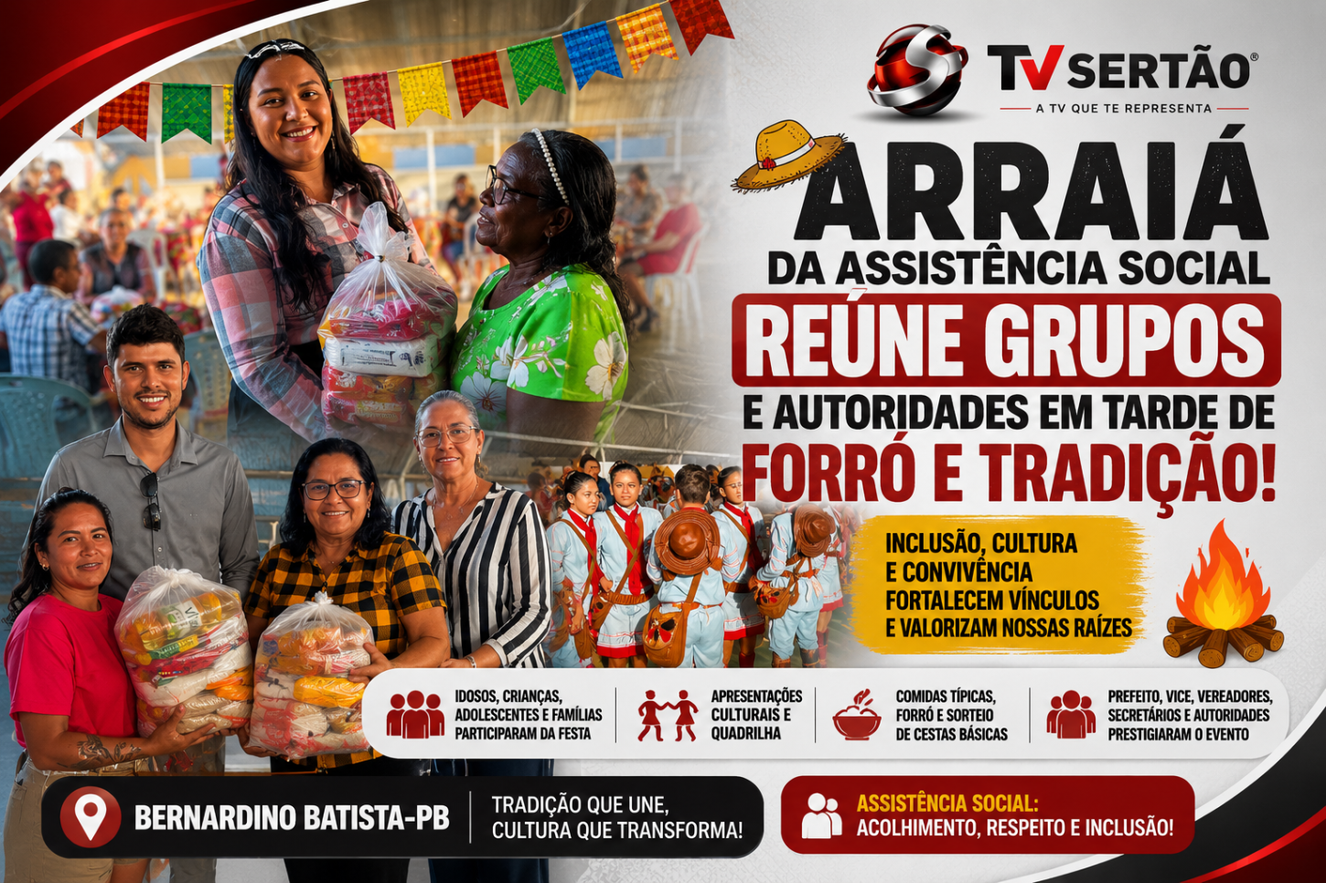 Arraiá da Assistência Social celebra inclusão, cultura e fortalecimento de vínculos em Bernardino Batista
