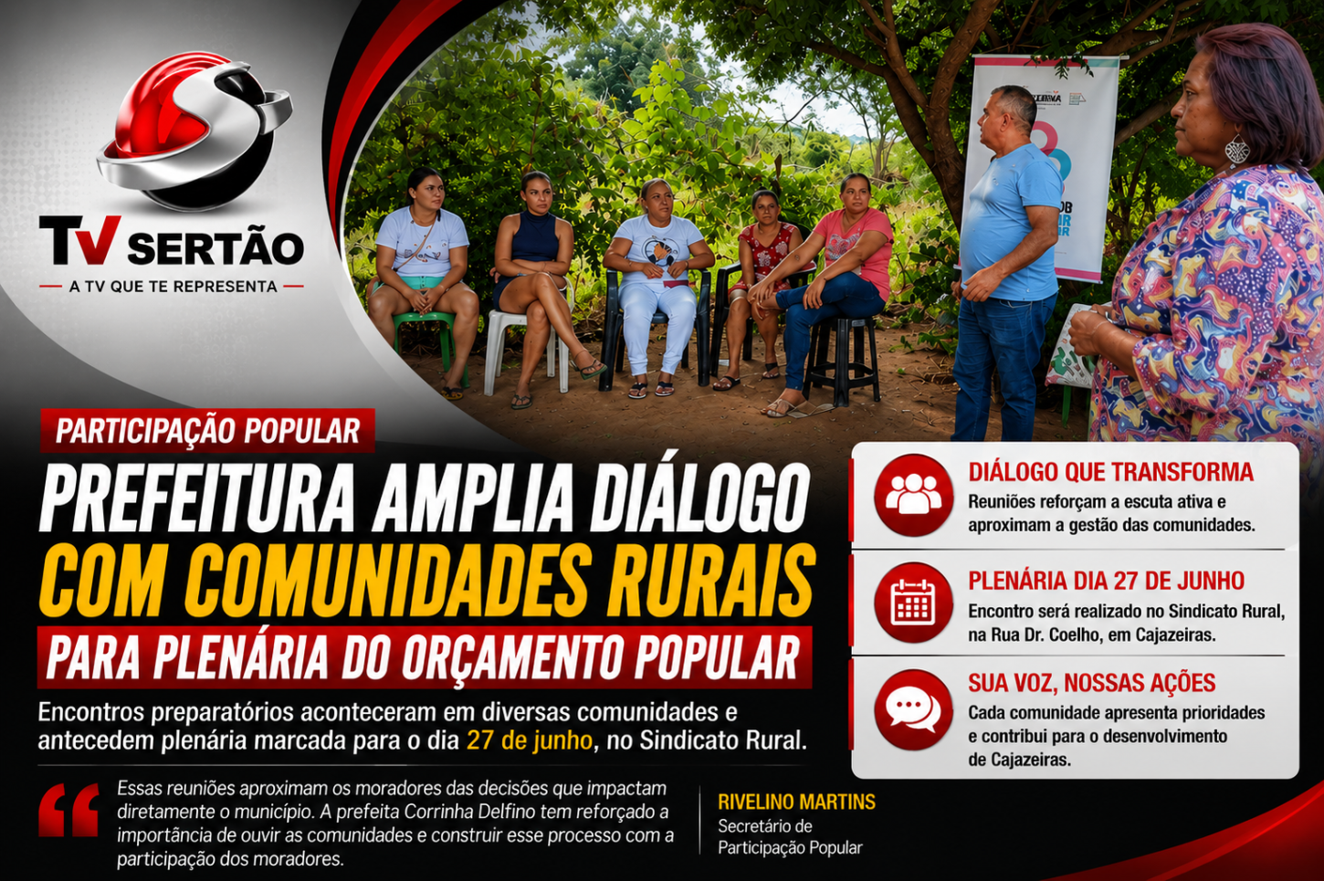 Corrinha fortalece diálogo com zona rural e mobiliza comunidades para plenária do Orçamento Popular