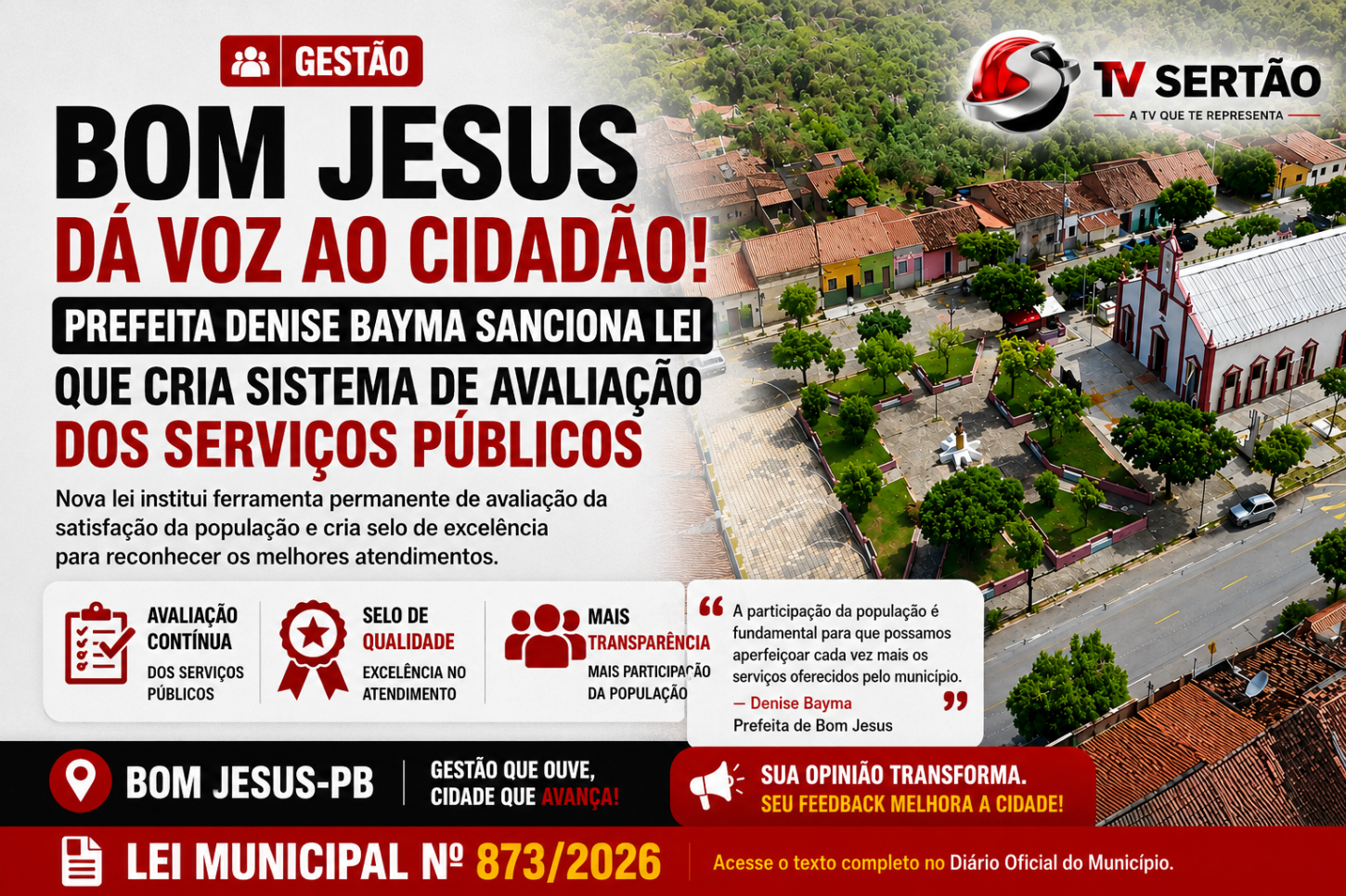 Denise Bayma cria sistema que permitirá à população avaliar serviços públicos em Bom Jesus