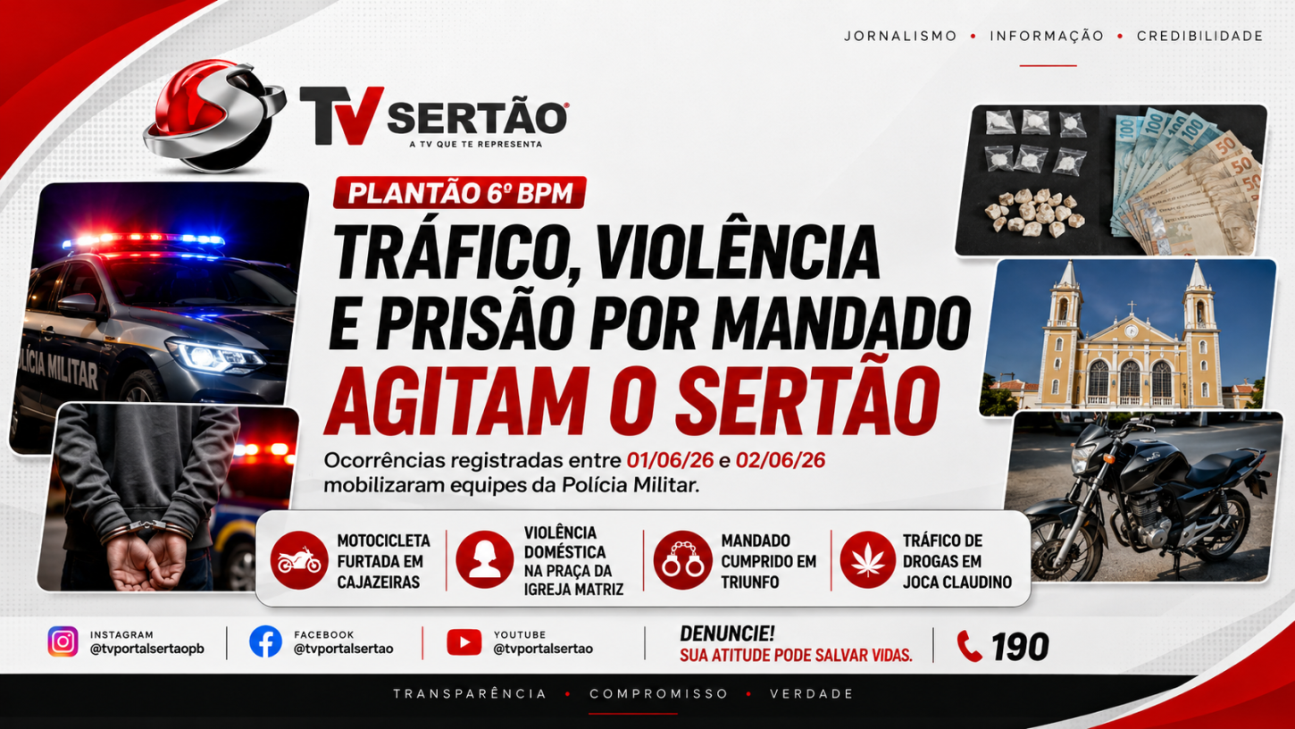Tráfico de drogas, violência doméstica e prisão por mandado movimentam o 6º BPM no Sertão
