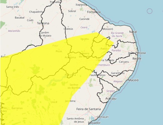 Inmet divulga alerta amarelo de baixa umidade para 78 municípios da Paraíba