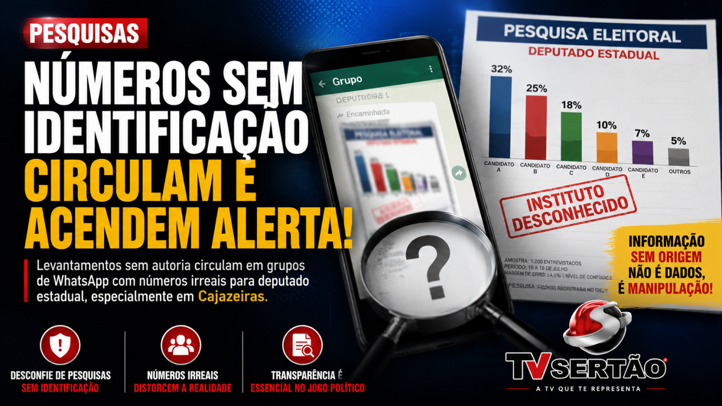 Pesquisas sem identificação circulam nas redes e acendem alerta sobre desinformação na disputa eleitoral da Paraíba