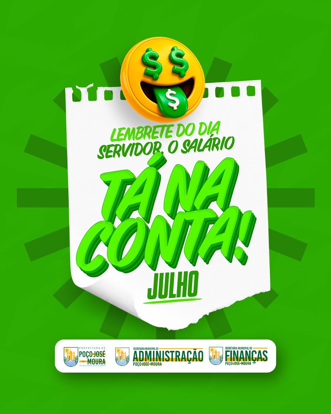 Prefeitura de Poço José de Moura confirma pagamento dos salários de julho aos servidores municipais