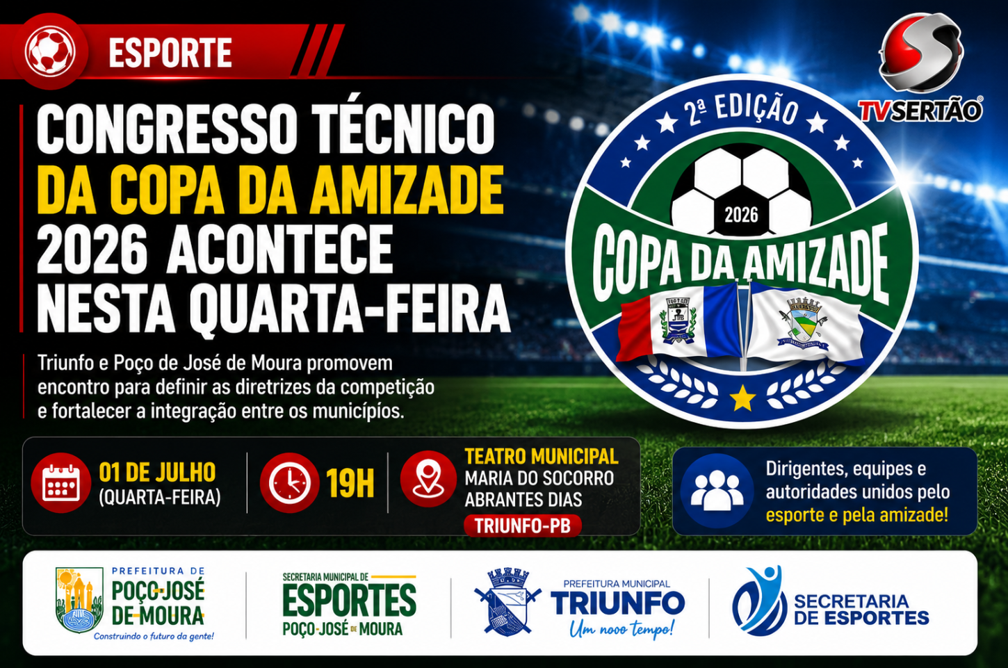 Triunfo e Poço de José de Moura realizam Congresso Técnico da Copa da Amizade 2026 nesta quarta-feira