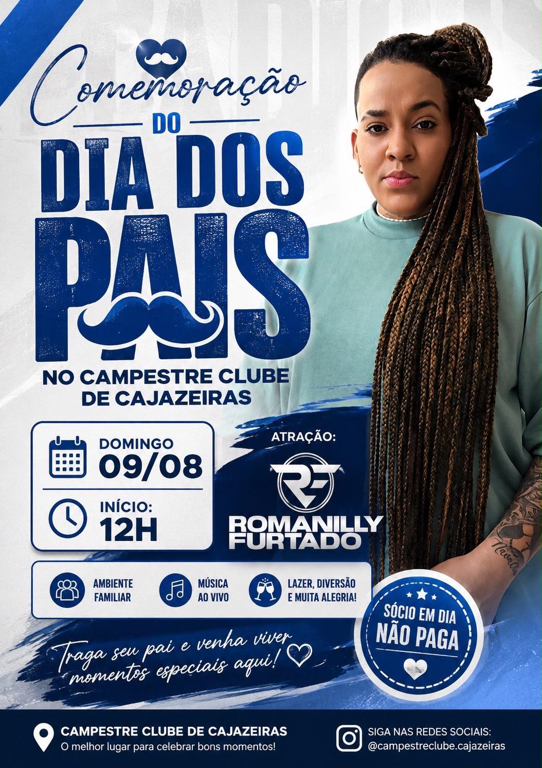 Campestre Clube prepara domingo especial com Romanilly Furtado na comemoração do Dia dos Pais