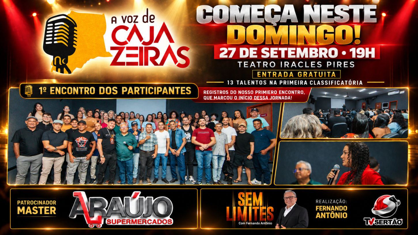 A Voz de Cajazeiras começa neste domingo com entrada gratuita e 13 artistas na primeira classificatória