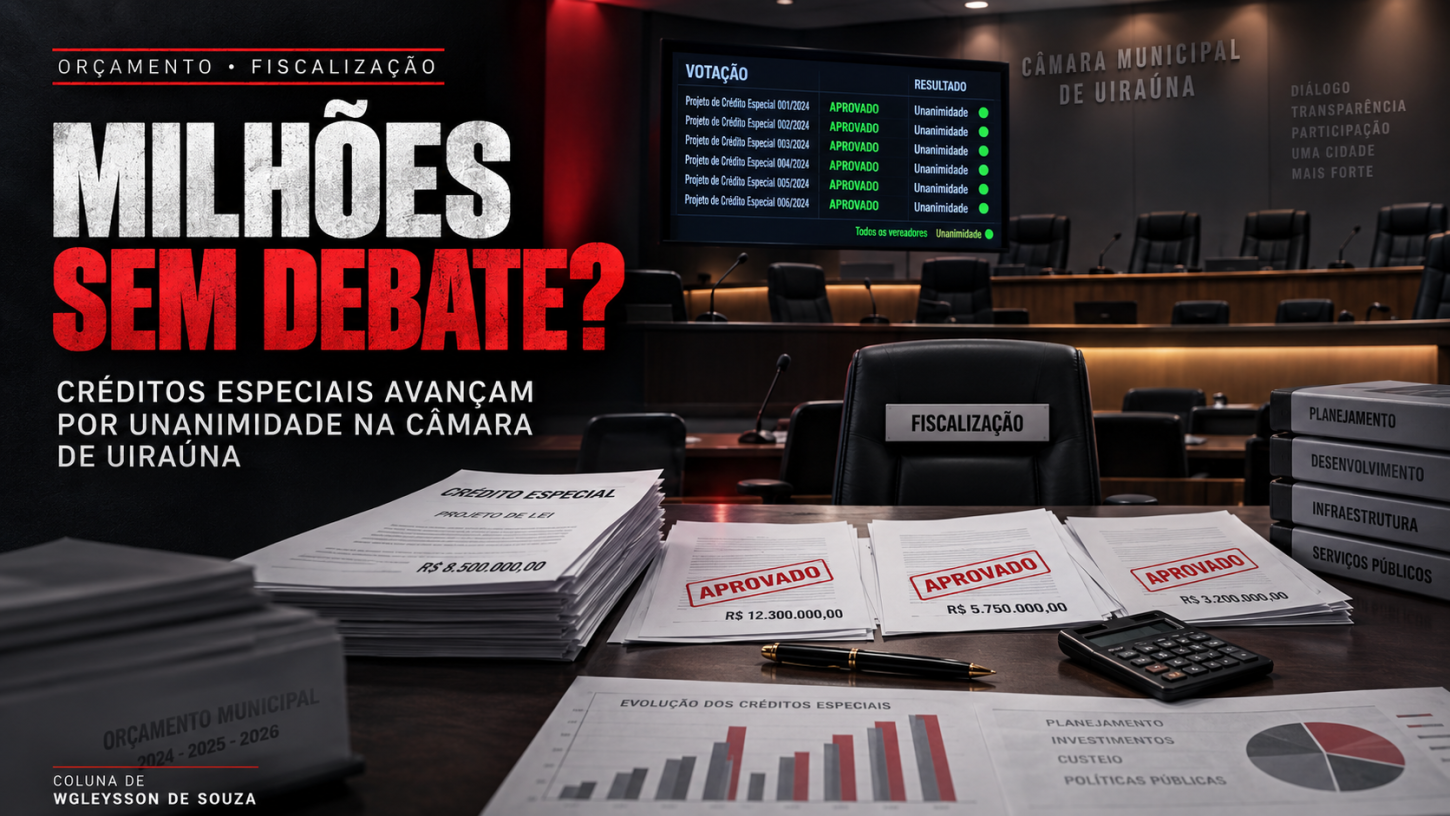 Câmara aprova milhões sem debate visível e levanta dúvidas sobre o planejamento orçamentário de Uiraúna