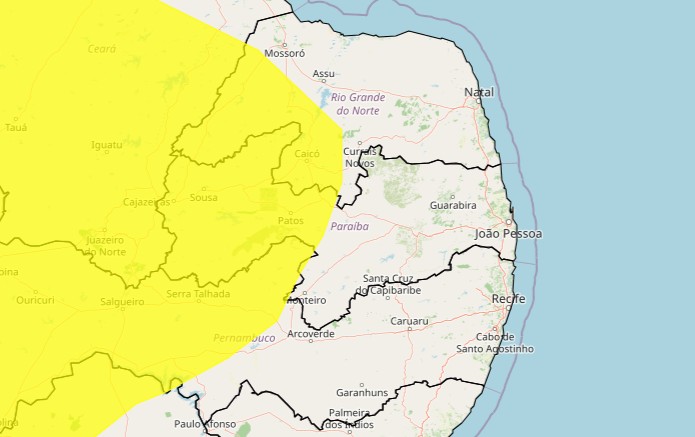 Inmet publica alerta de baixa umidade em 95 cidades da Paraíba