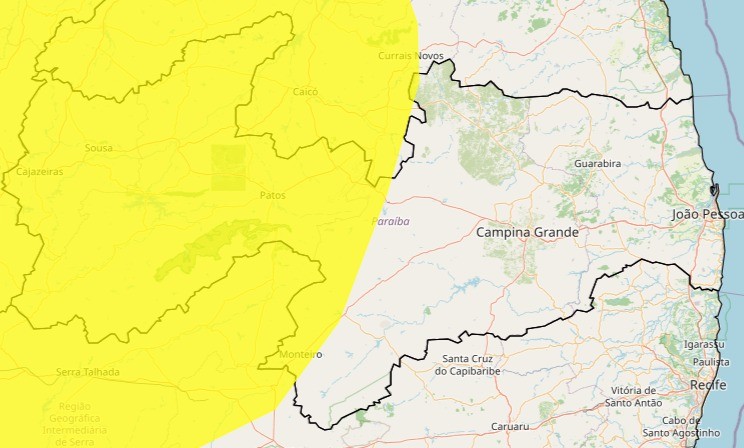 Inmet publica alerta de baixa umidade para 104 cidades da Paraíba