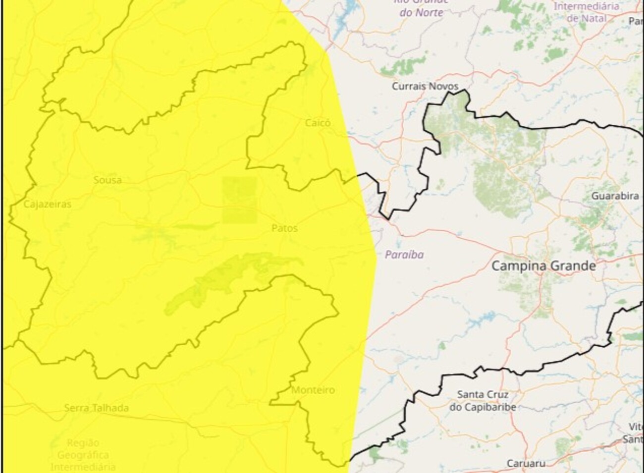 Inmet emite alerta de baixa umidade para 102 municípios da Paraíba