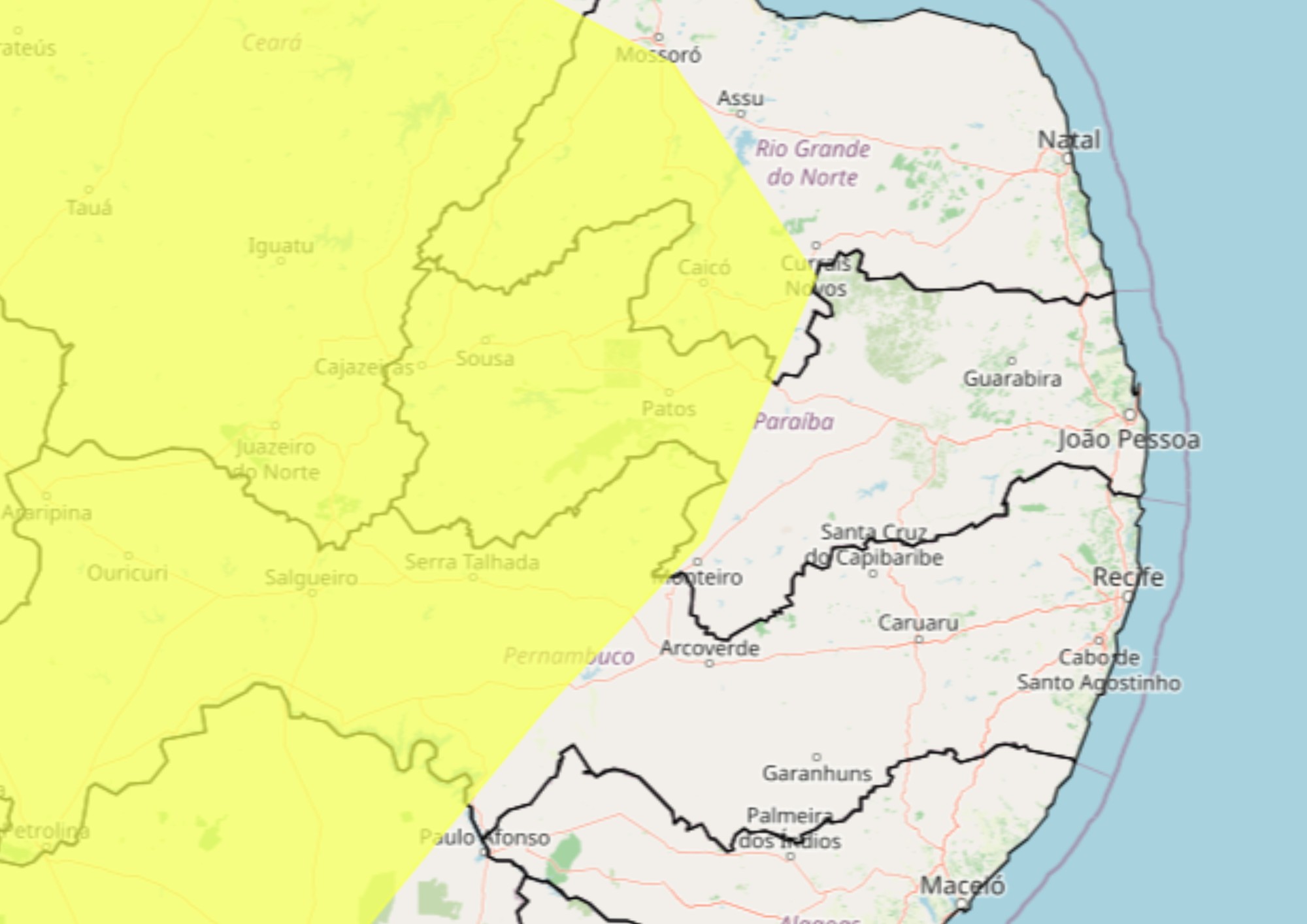 Inmet emite alerta de baixa umidade para 98 cidades no interior da Paraíba