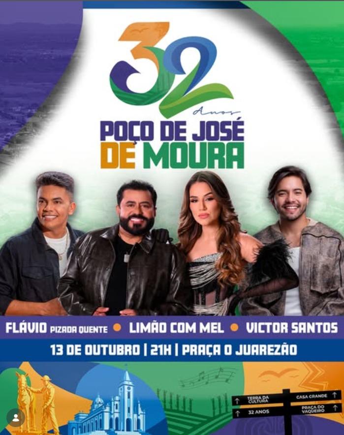 Palavras-chave Poço de José de Moura, Laís Raquel, Paula Batista, aniversário de Poço de José de Moura, 32 anos de emancipação política, Parque de Vaquejada Dois Irmãos, Cavalo de Pau, programação festiva, Sertão da Paraíba, Repórter TV