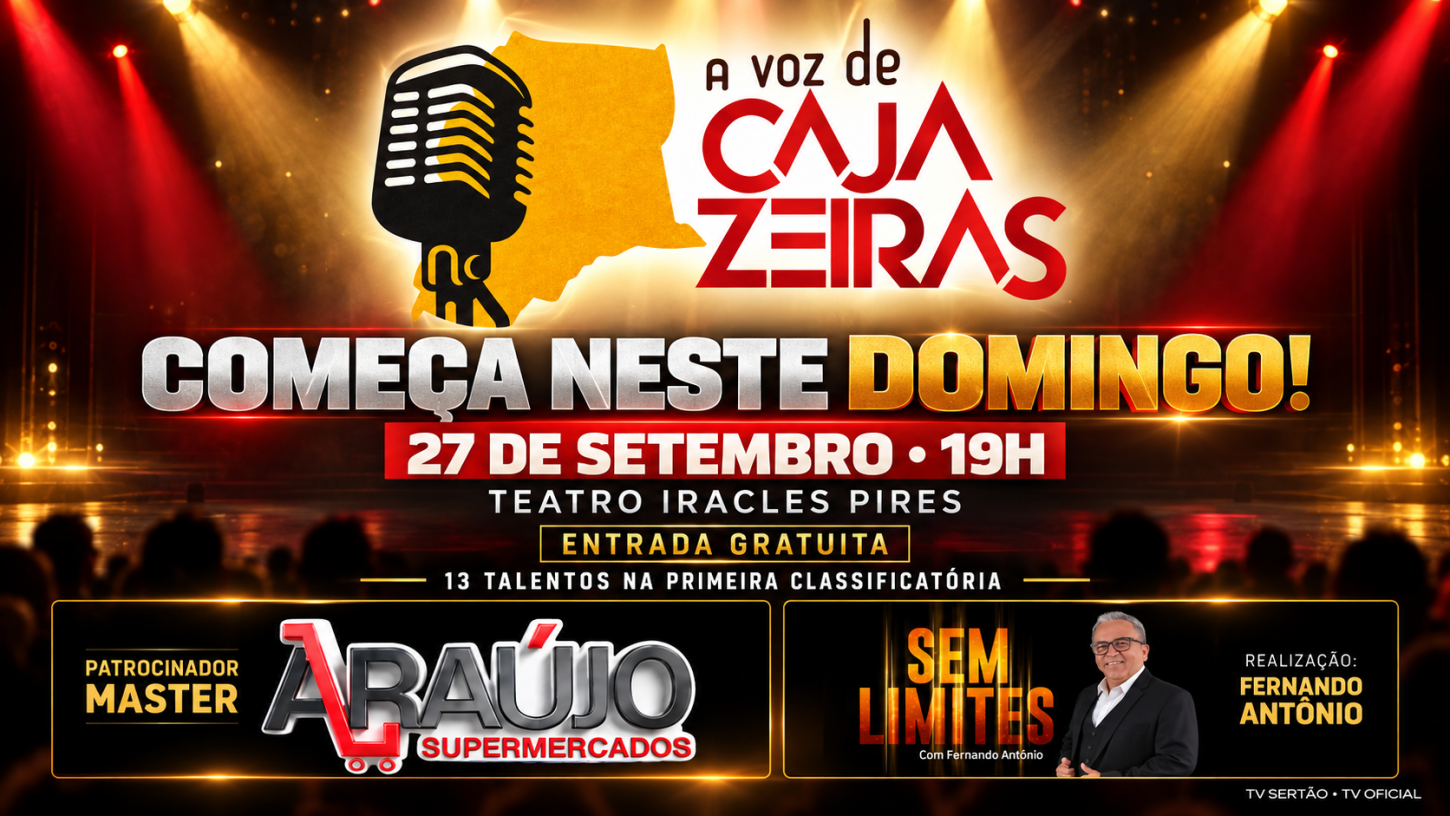 É neste domingo! O concurso A Voz de Cajazeiras realiza sua primeira classificatória em 27 de setembro, às 19h, no Teatro Iracles Pires.