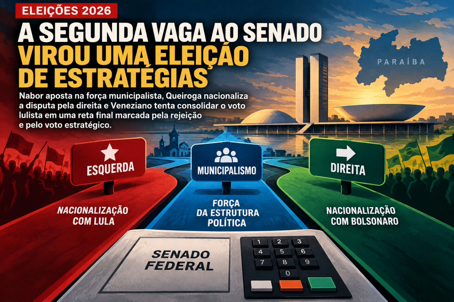 A segunda vaga ao Senado virou uma eleição de estratégias na Paraíba