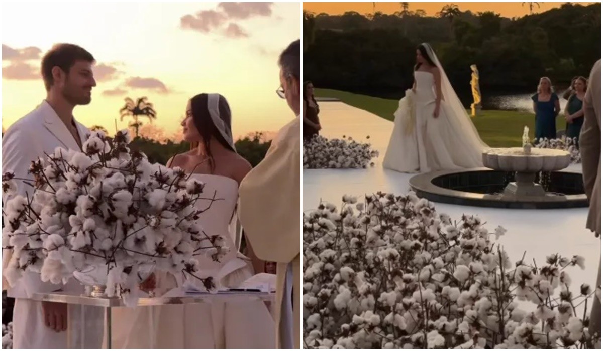 O casamento de Juliette teve decoração com algodão reutilizável da Paraíba