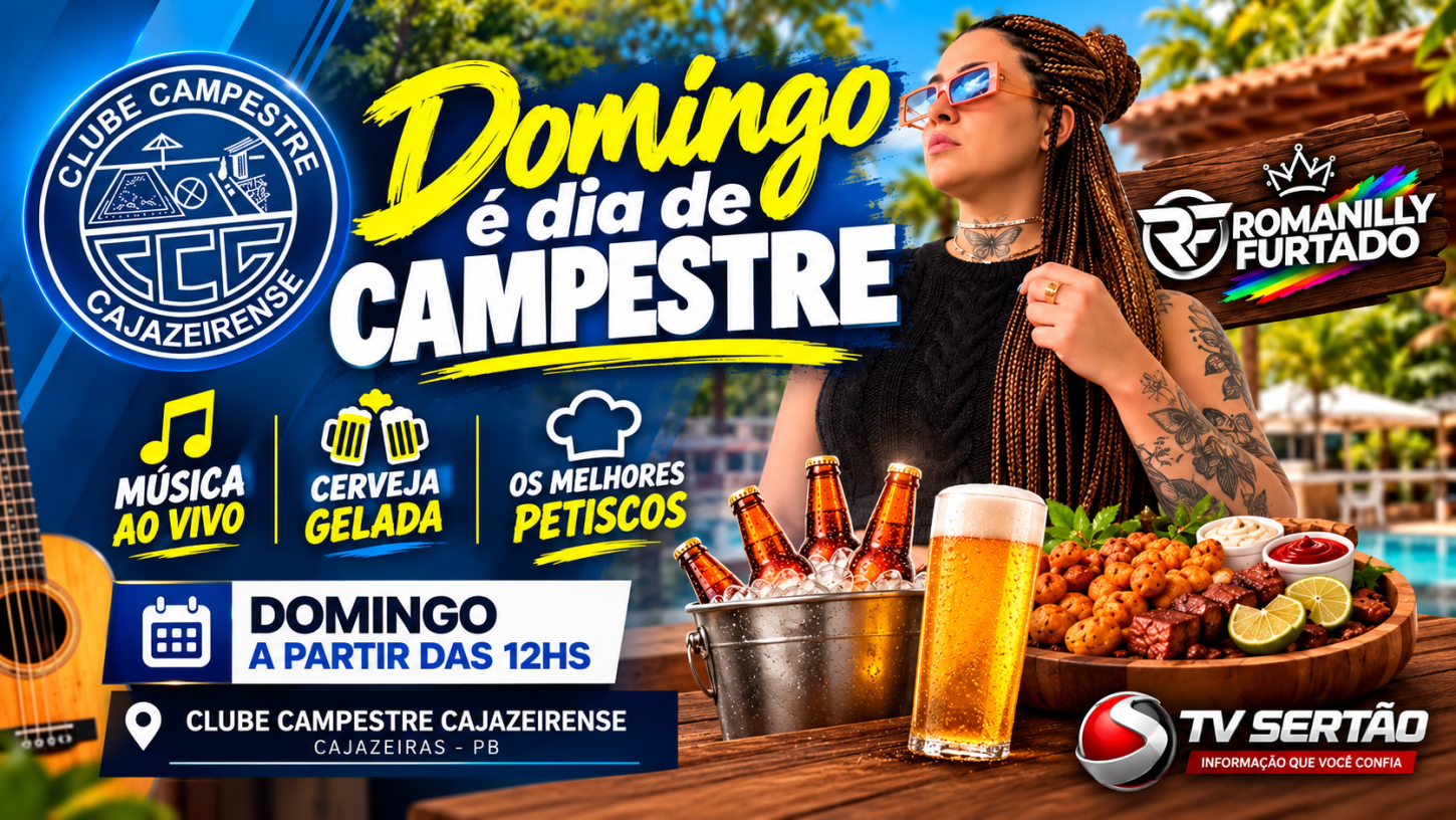 Domingo é dia de Campestre Cajazeirense: música ao vivo, cerveja gelada e os melhores petiscos esperam por você!