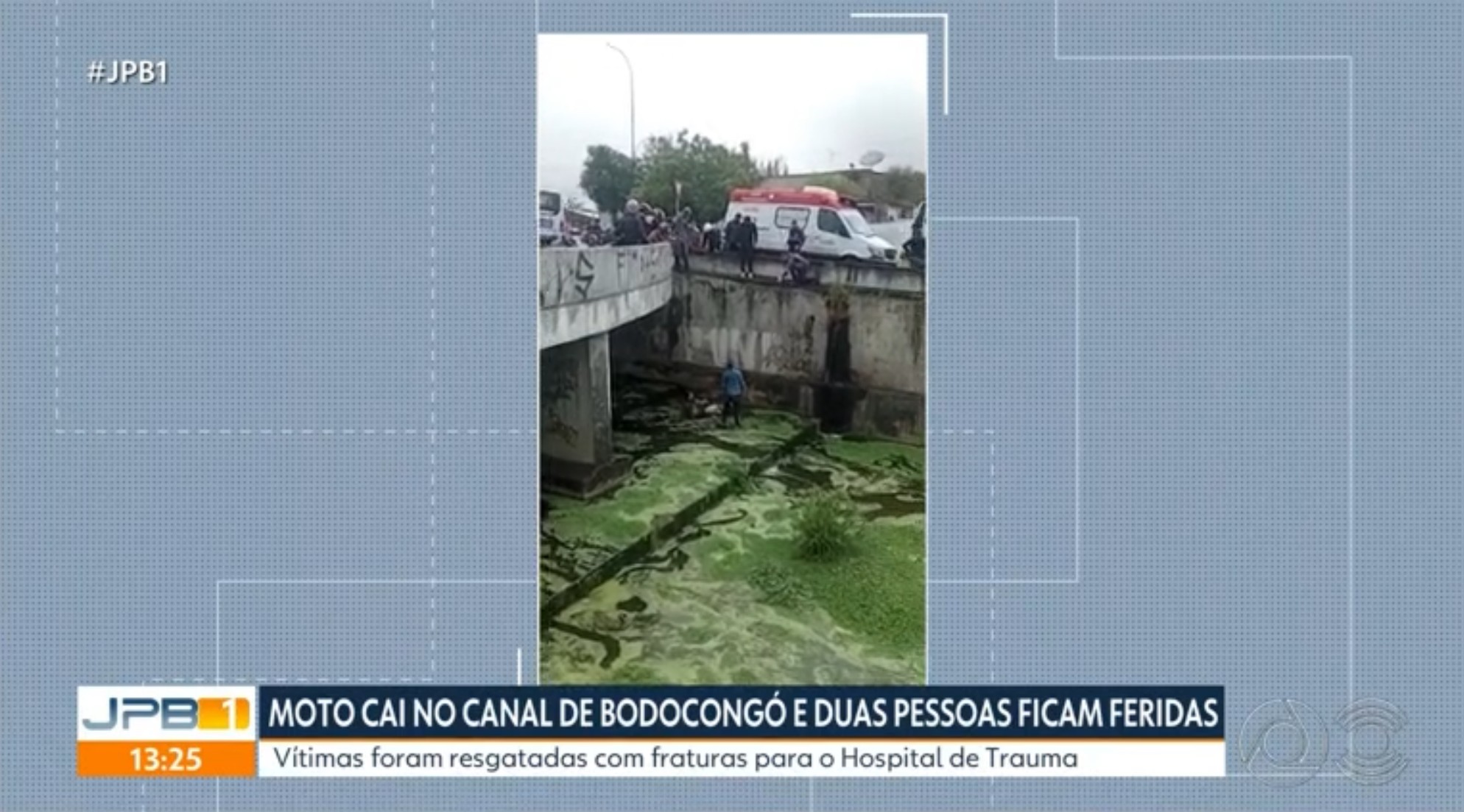 Duas pessoas ficam feridas em grave acidente em Campina Grande após queda em canal
