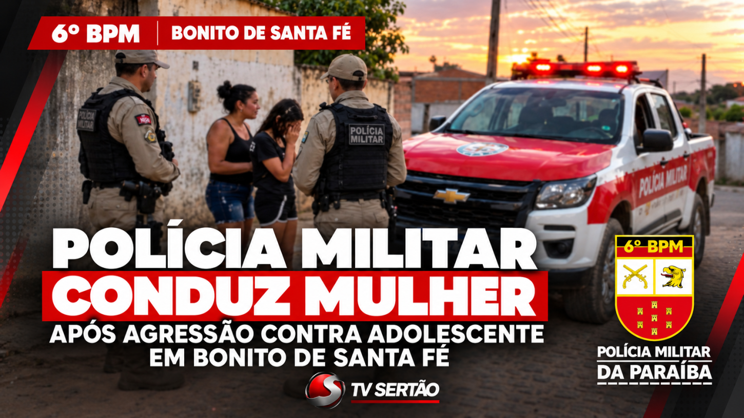 Polícia Militar conduz mulher após agressão contra adolescente em Bonito de Santa Fé