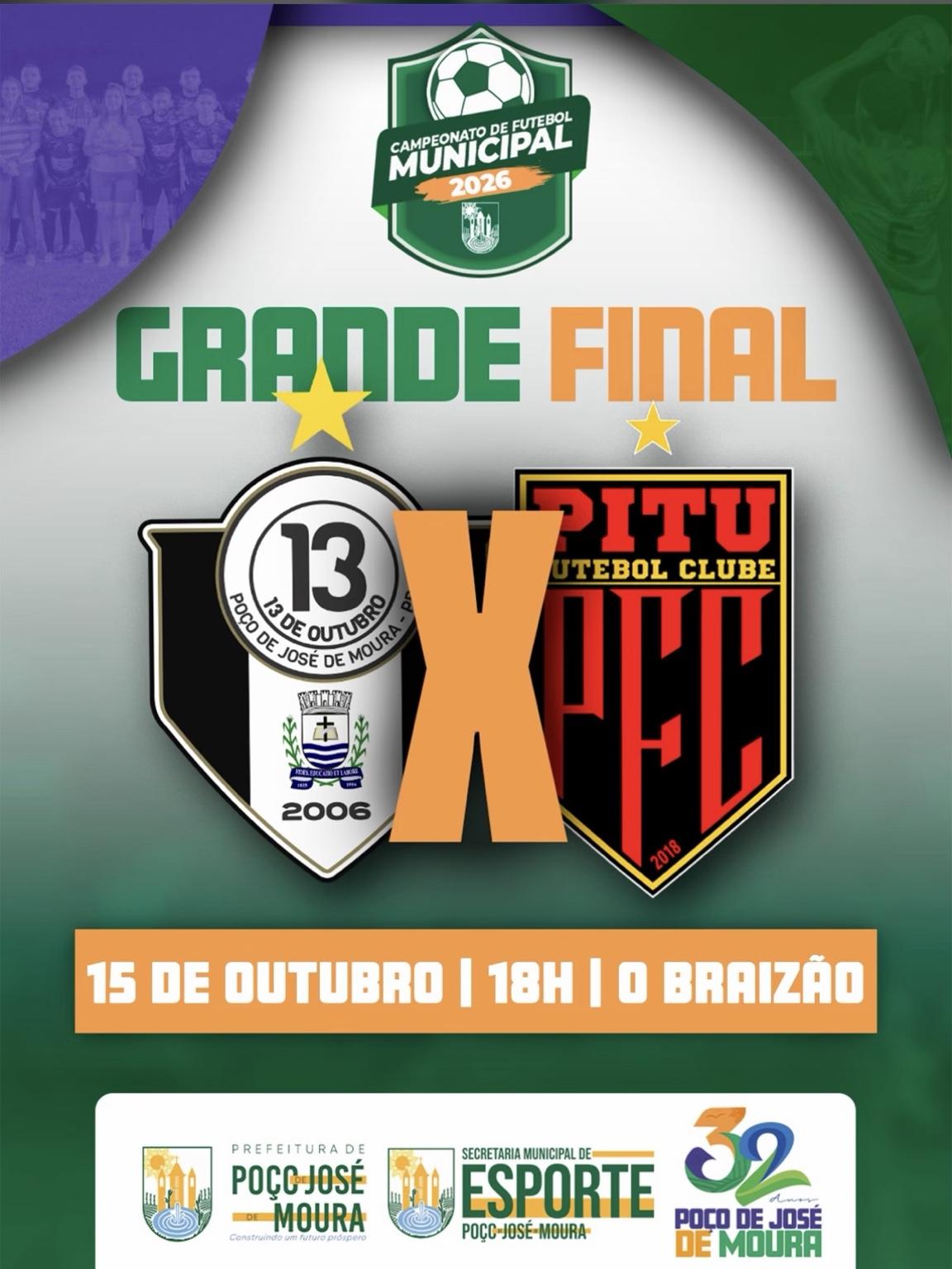 As equipes do 13 de Outubro e do Ritu Futebol Clube entram em campo às 18h, no estádio O Braizão, em busca do título da competição.