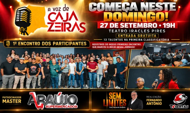 A Voz de Cajazeiras começa neste domingo com entrada gratuita e 13 artistas na primeira classificatória