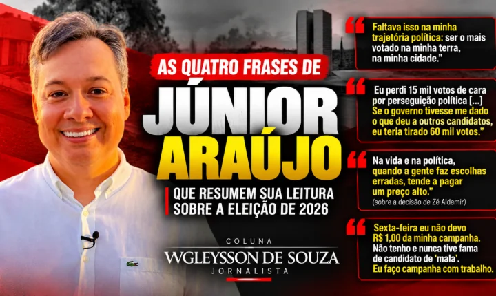 As quatro frases de Júnior Araújo que resumem sua leitura sobre a eleição de 2026