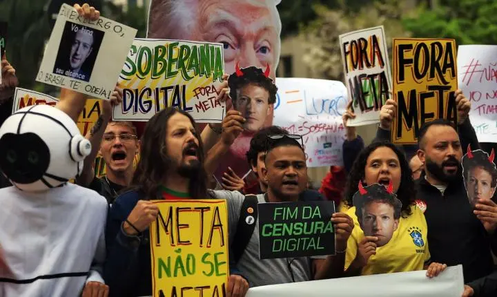 Protesto em São Paulo cobra neutralidade da Meta nas eleições