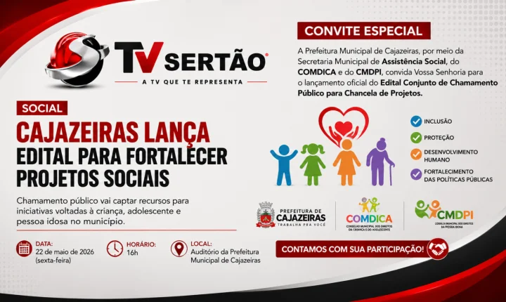 Cajazeiras lança edital para fortalecer projetos sociais voltados a crianças, adolescentes e idosos