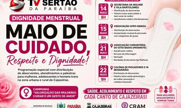 Cajazeiras promove programação especial sobre dignidade menstrual
